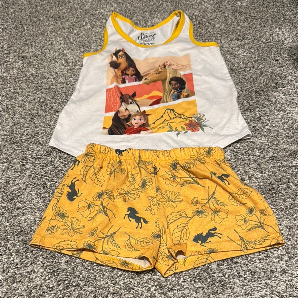 {Dreamworks} Spirit Untamed Yellow and White Pajama Set